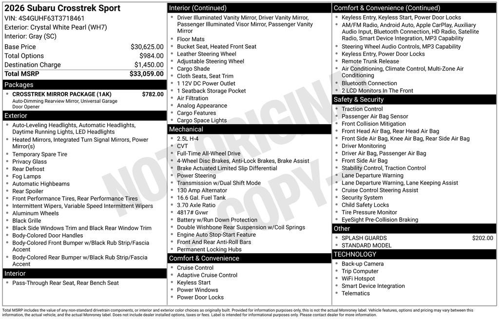 2026 Subaru CROSSTREK Sport