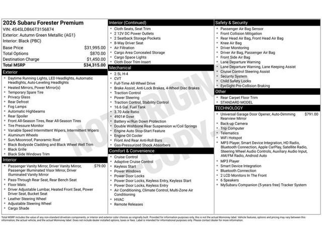 2026 Subaru FORESTER Premium