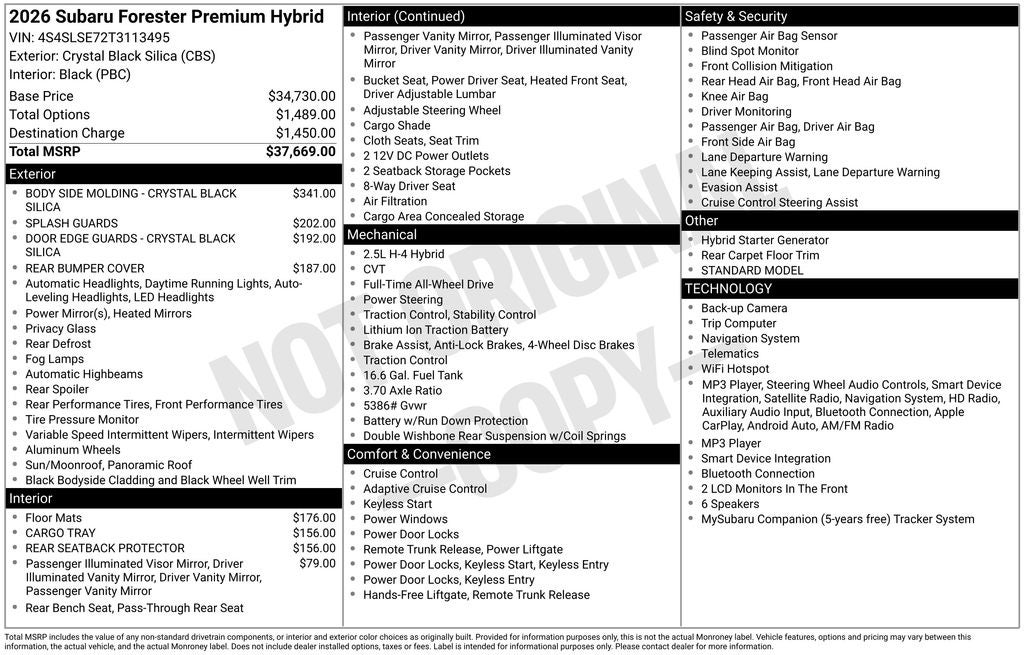 2026 Subaru FORESTER Premium Hybrid