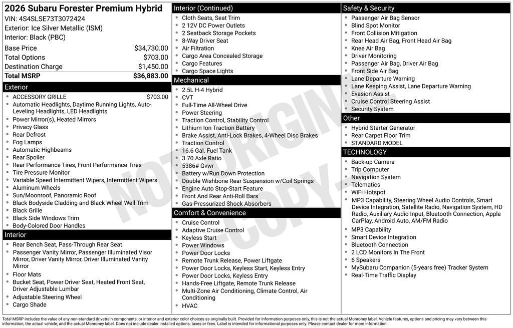 2026 Subaru FORESTER Premium Hybrid