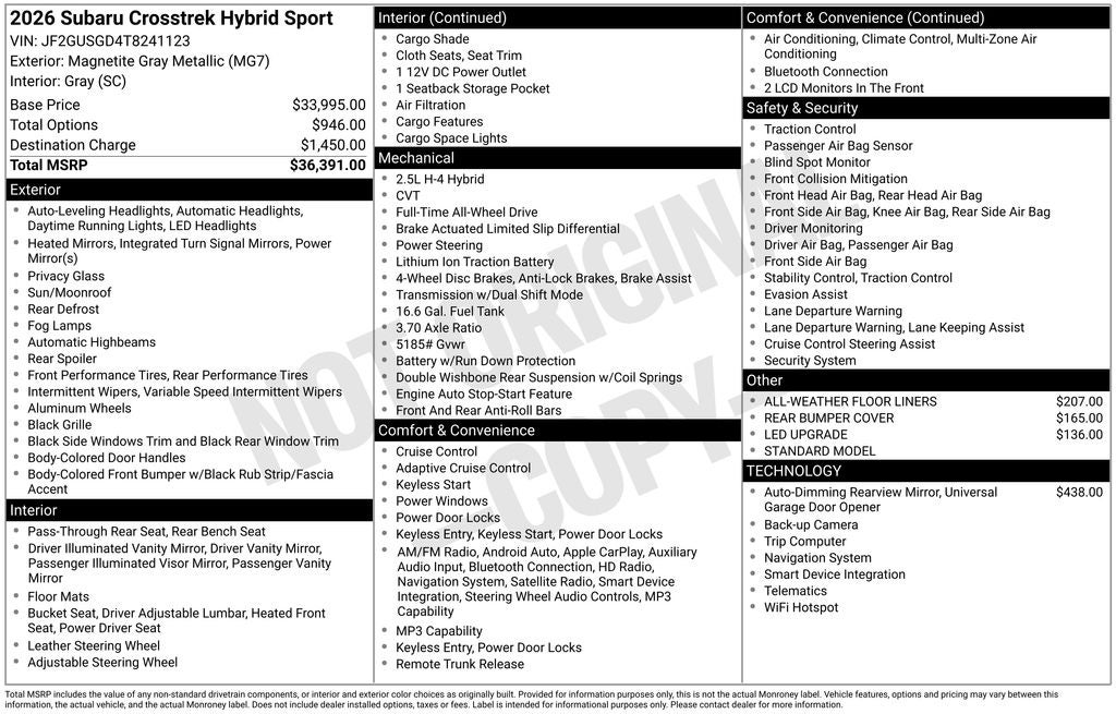 2026 Subaru CROSSTREK Sport Hybrid