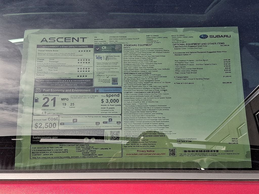 2025 Subaru Ascent Onyx Edition Touring
