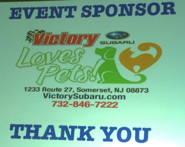 Event Sponsor: Victory Subaru Loves Pets! logo with contact info; a dog, cat, and heart graphic.